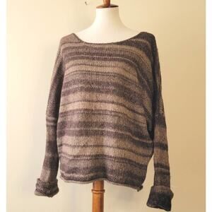360 Sweater Brown/Taupe Wool Blend Boat neck Relaxed Pullover Sweater